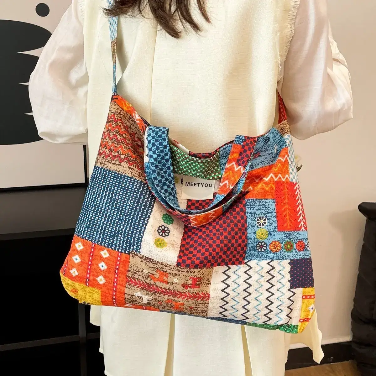 2025 Ethnic Floral Patchwork Shoulder Bag for Women - Image 4