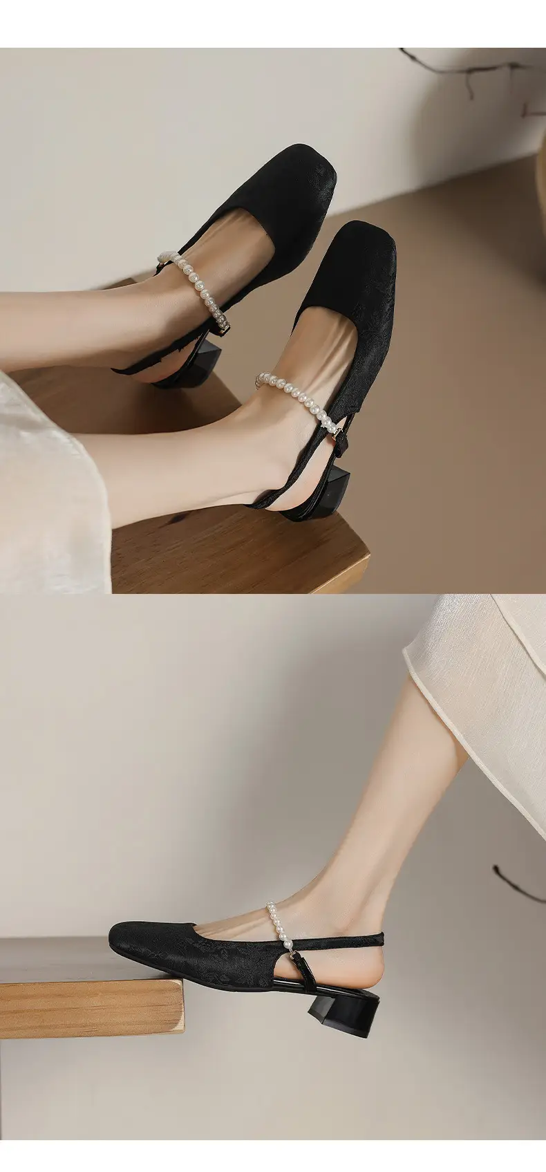 National Style Thick Heel Square-toe Single-layer Shoes Women's 2025 New Summer Fairy Style Chinese Embroidered Pearl Middle Heel Baotou Sandals — feature 12