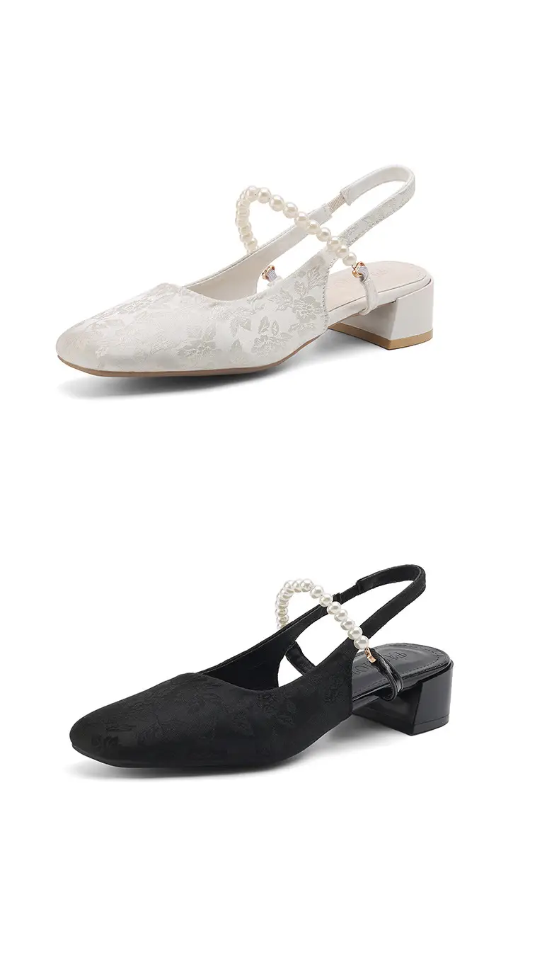 National Style Thick Heel Square-toe Single-layer Shoes Women's 2025 New Summer Fairy Style Chinese Embroidered Pearl Middle Heel Baotou Sandals — feature 16