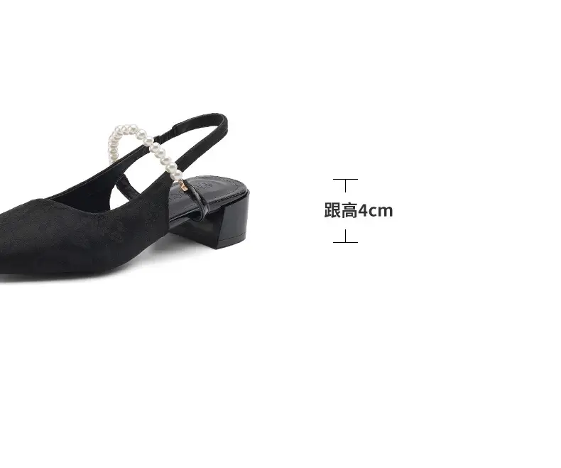 National Style Thick Heel Square-toe Single-layer Shoes Women's 2025 New Summer Fairy Style Chinese Embroidered Pearl Middle Heel Baotou Sandals — feature 5