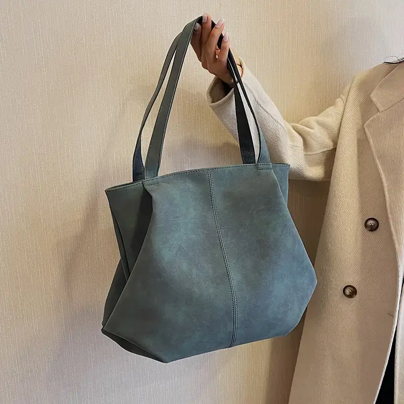 Women's Grey Suede Shoulder Bag Spring 2024 - Image 5