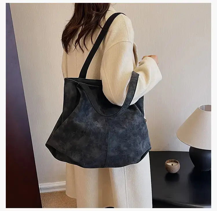 Women's Grey Suede Shoulder Bag Spring 2024 — feature 10