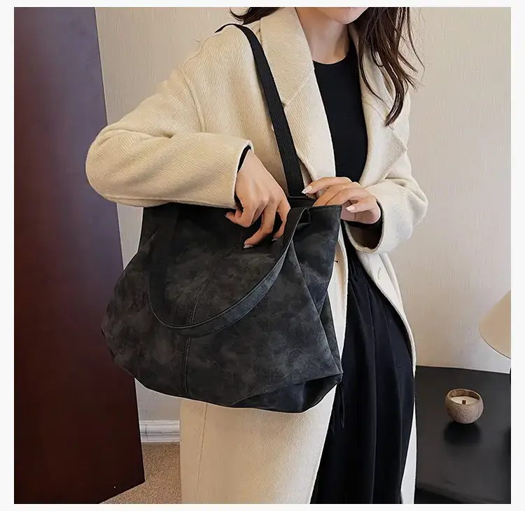 Women's Grey Suede Shoulder Bag Spring 2024 — feature 11