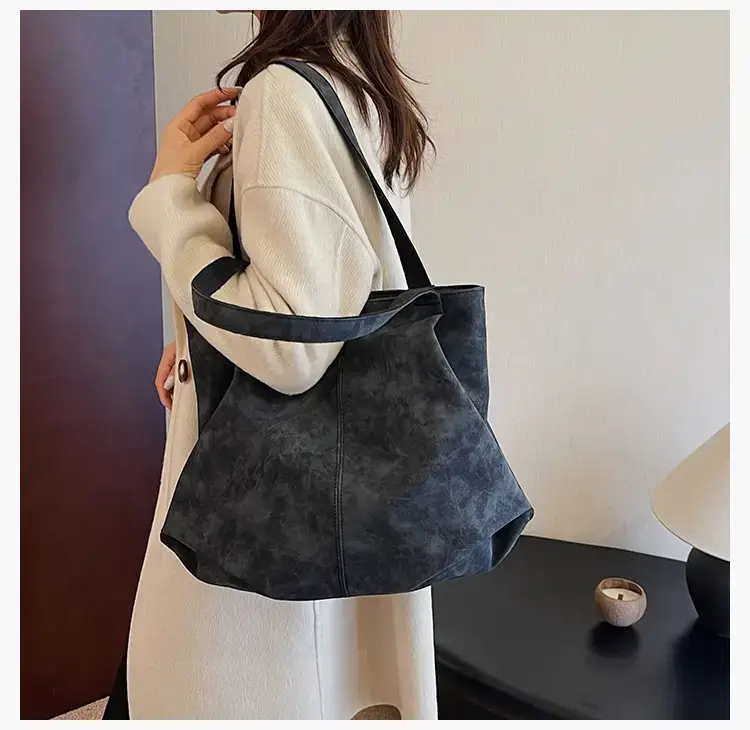 Women's Grey Suede Shoulder Bag Spring 2024 — feature 13