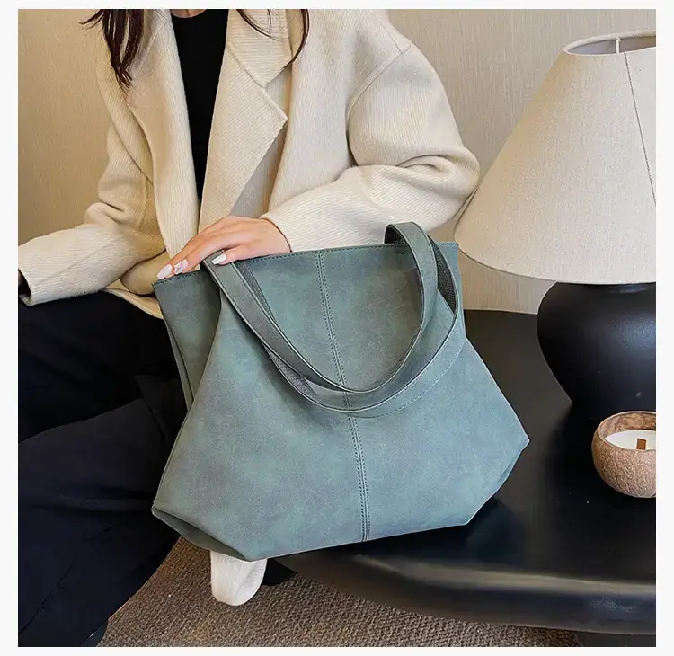 Women's Grey Suede Shoulder Bag Spring 2024 — feature 14