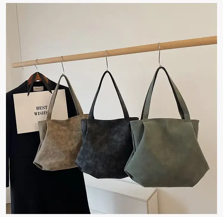 Women's Grey Suede Shoulder Bag Spring 2024 — feature 22