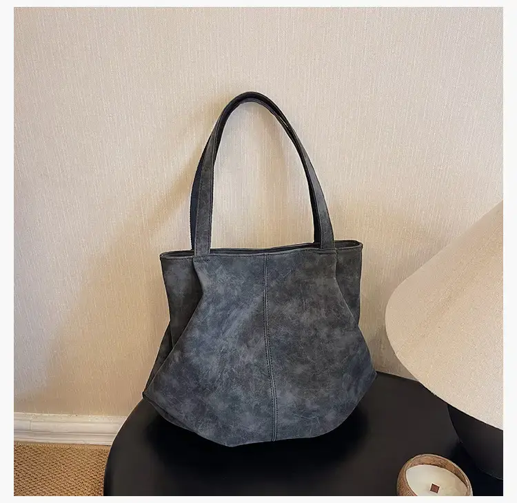 Women's Grey Suede Shoulder Bag Spring 2024 — feature 23
