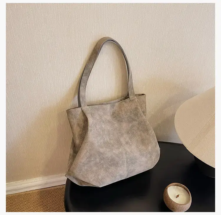 Women's Grey Suede Shoulder Bag Spring 2024 — feature 26