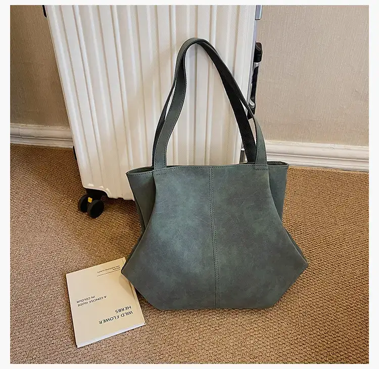Women's Grey Suede Shoulder Bag Spring 2024 — feature 28