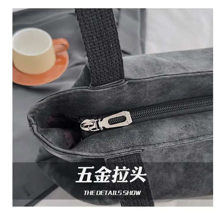 Women's Grey Suede Shoulder Bag Spring 2024 — feature 5