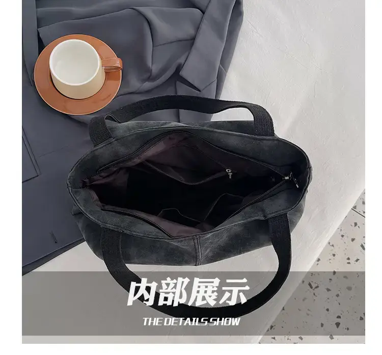Women's Grey Suede Shoulder Bag Spring 2024 — feature 6