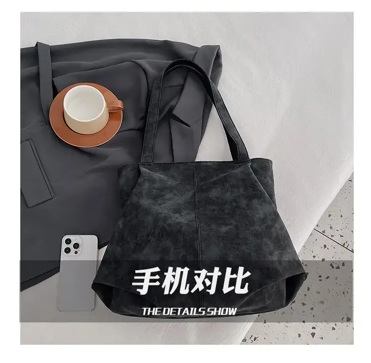 Women's Grey Suede Shoulder Bag Spring 2024 — feature 8