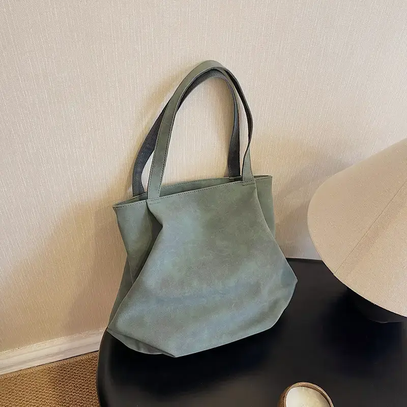 Women's Grey Suede Shoulder Bag Spring 2024 - Image 2