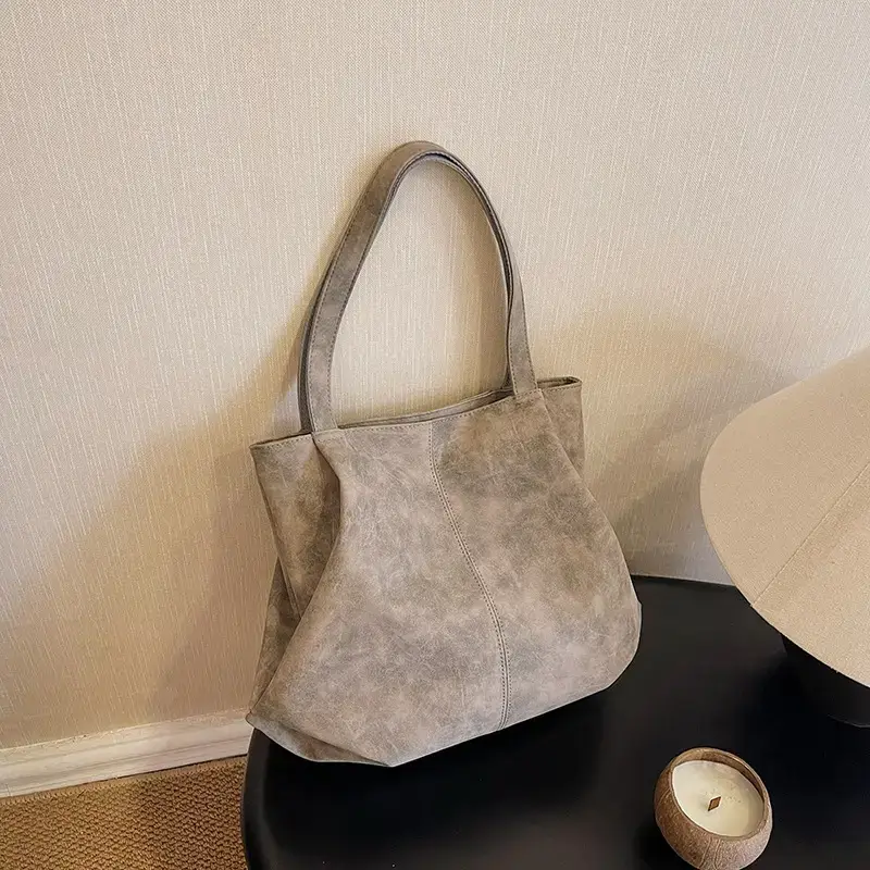 Women's Grey Suede Shoulder Bag Spring 2024 - Image 3