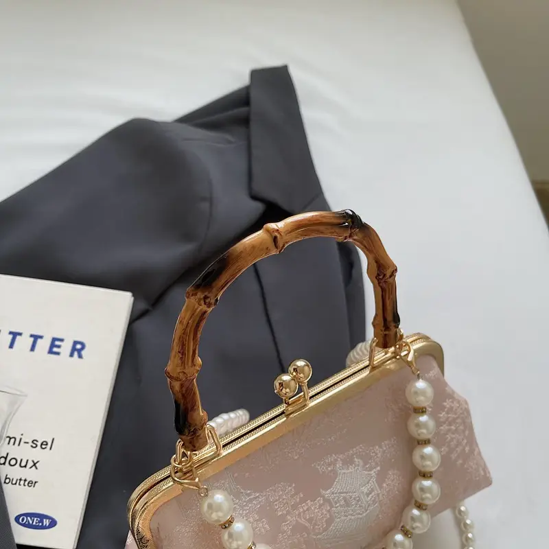 Women's Embroidered Pearl Handbag Antique Style - Image 5