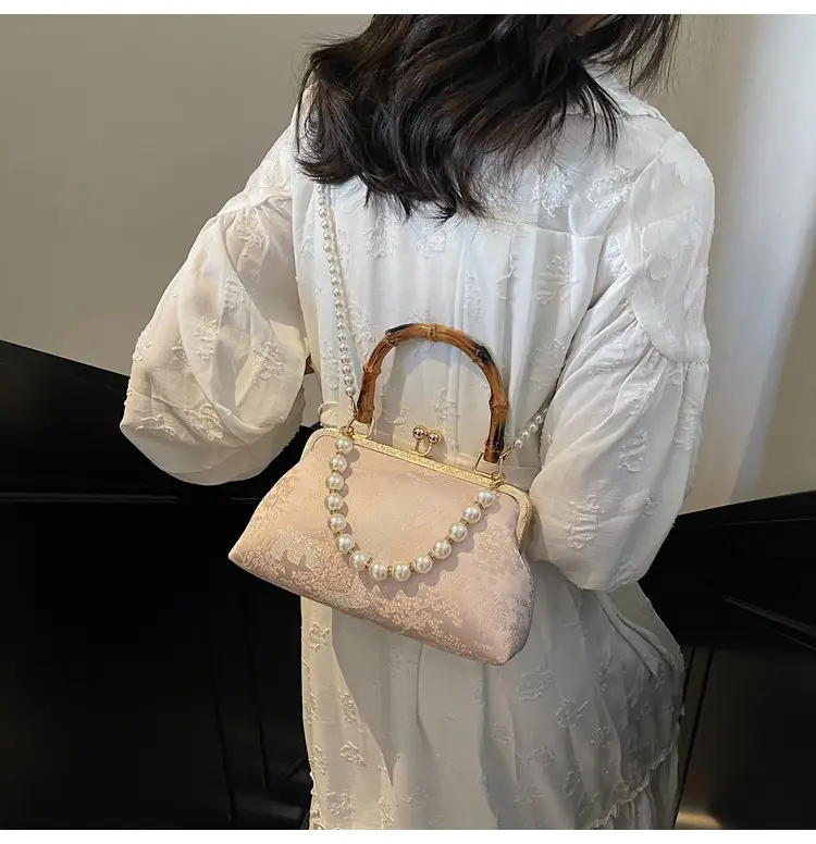 Women's Embroidered Pearl Handbag Antique Style — feature 21