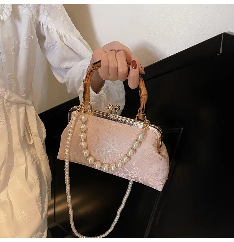 Women's Embroidered Pearl Handbag Antique Style — feature 23