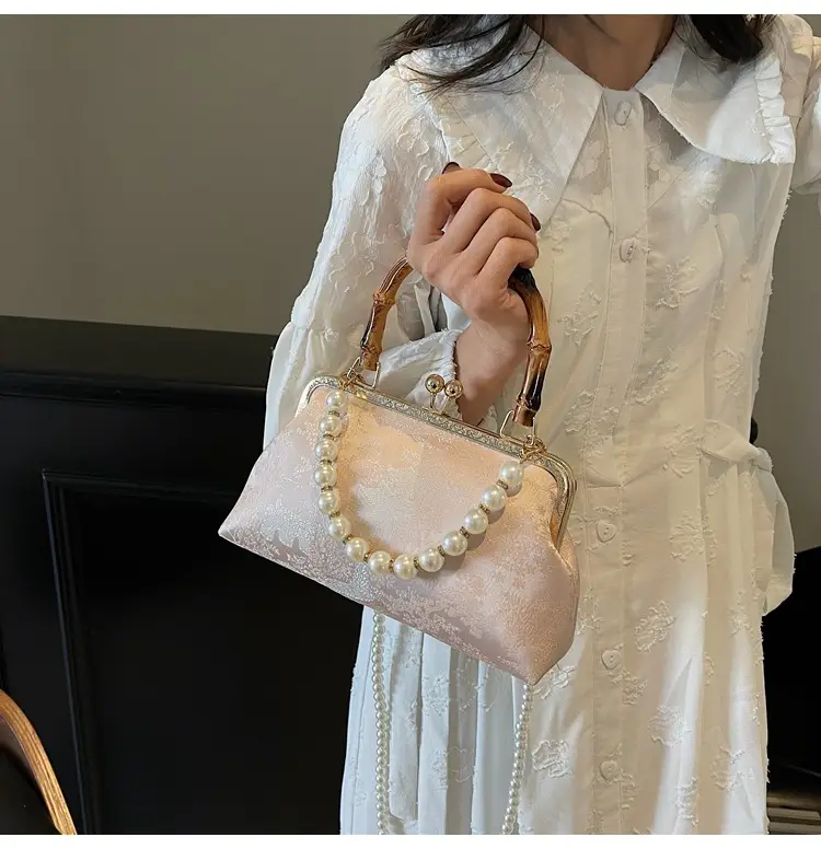 Women's Embroidered Pearl Handbag Antique Style — feature 24