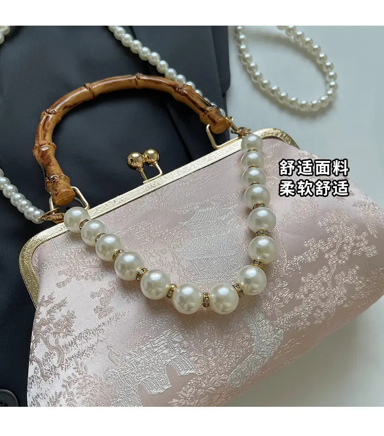 Women's Embroidered Pearl Handbag Antique Style — feature 3