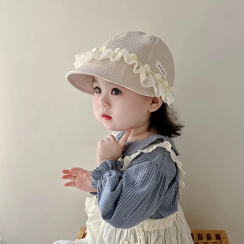 Korean Style Lace Baby Hat Winter Windproof Big Brim Cap - Image 7
