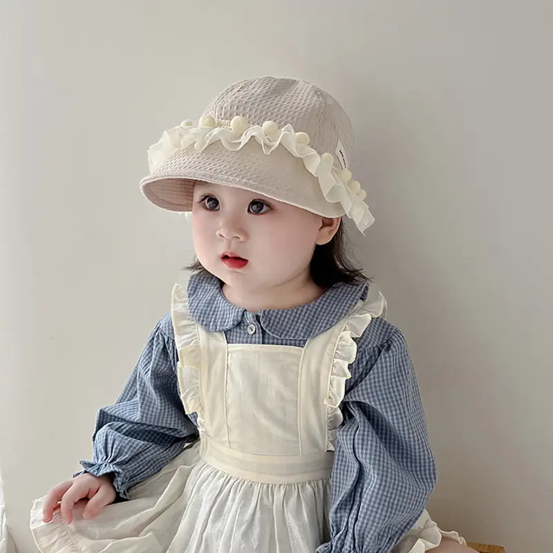 Korean Style Lace Baby Hat Winter Windproof Big Brim Cap - Image 9