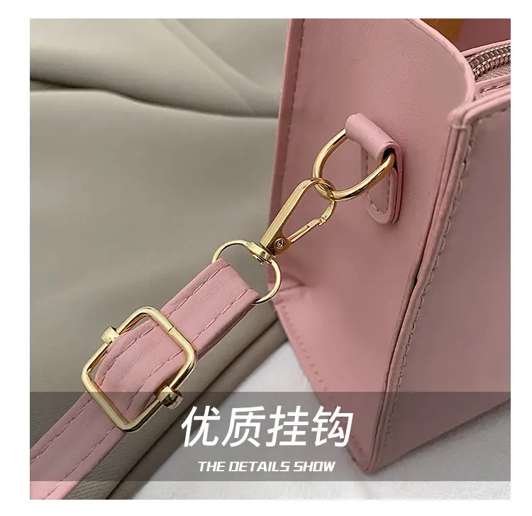 White Texturized Square Handbag with Gold Hardware — feature 5