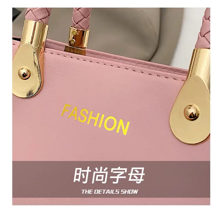 White Texturized Square Handbag with Gold Hardware — feature 7