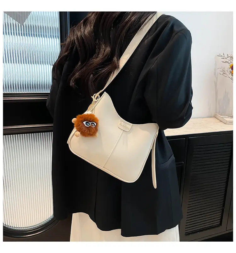 Brown Western Style Crossbody Bag with Pom Pom — feature 13