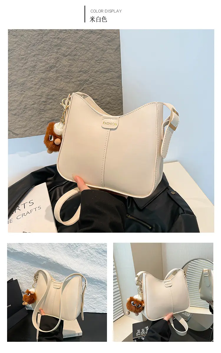 Brown Western Style Crossbody Bag with Pom Pom — feature 19