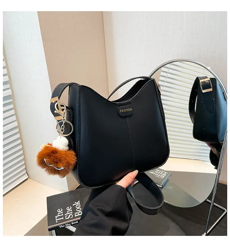 Brown Western Style Crossbody Bag with Pom Pom — feature 24