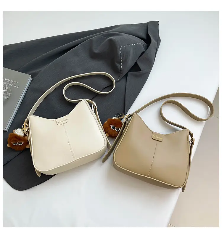 Brown Western Style Crossbody Bag with Pom Pom — feature 32