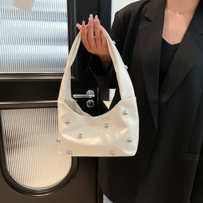 Red Rivet Ball Shoulder Bag for Women