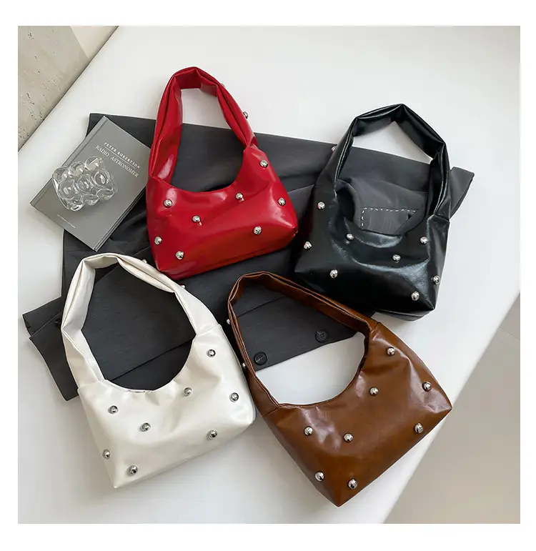 Red Rivet Ball Shoulder Bag for Women — feature 23