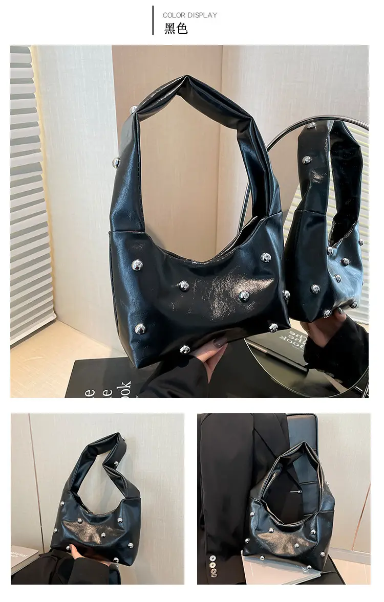 Red Rivet Ball Shoulder Bag for Women — feature 24