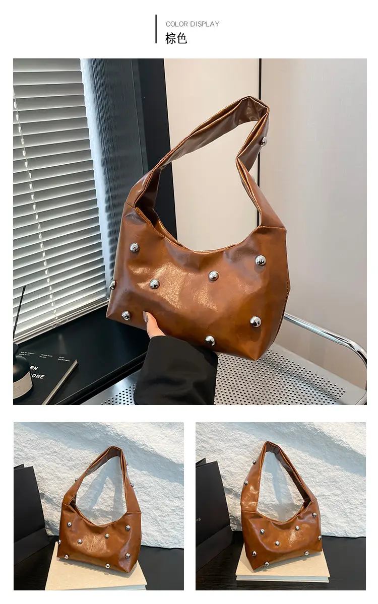 Red Rivet Ball Shoulder Bag for Women — feature 26