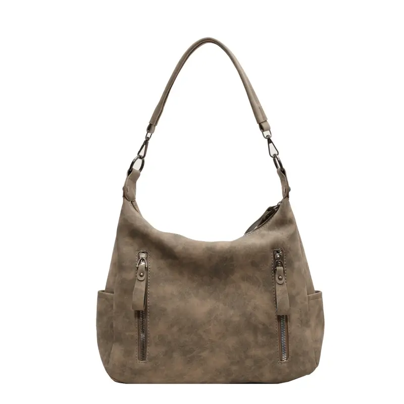 Women Retro Korean Style Shoulder Bag Grey Large Capacity - Image 7