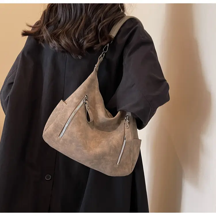 Women Retro Korean Style Shoulder Bag Grey Large Capacity — feature 20