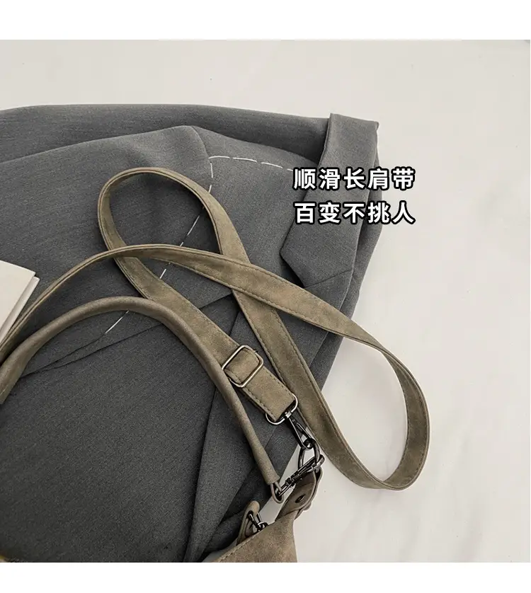 Women Retro Korean Style Shoulder Bag Grey Large Capacity — feature 3