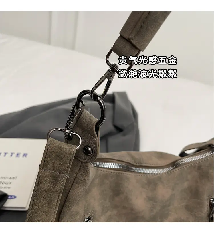Women Retro Korean Style Shoulder Bag Grey Large Capacity — feature 4