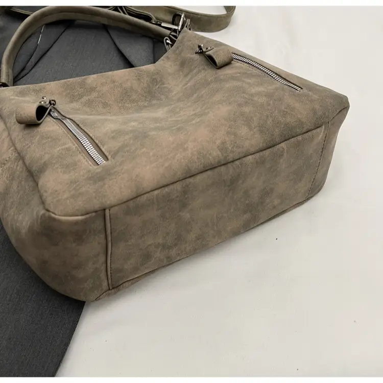 Women Retro Korean Style Shoulder Bag Grey Large Capacity — feature 40