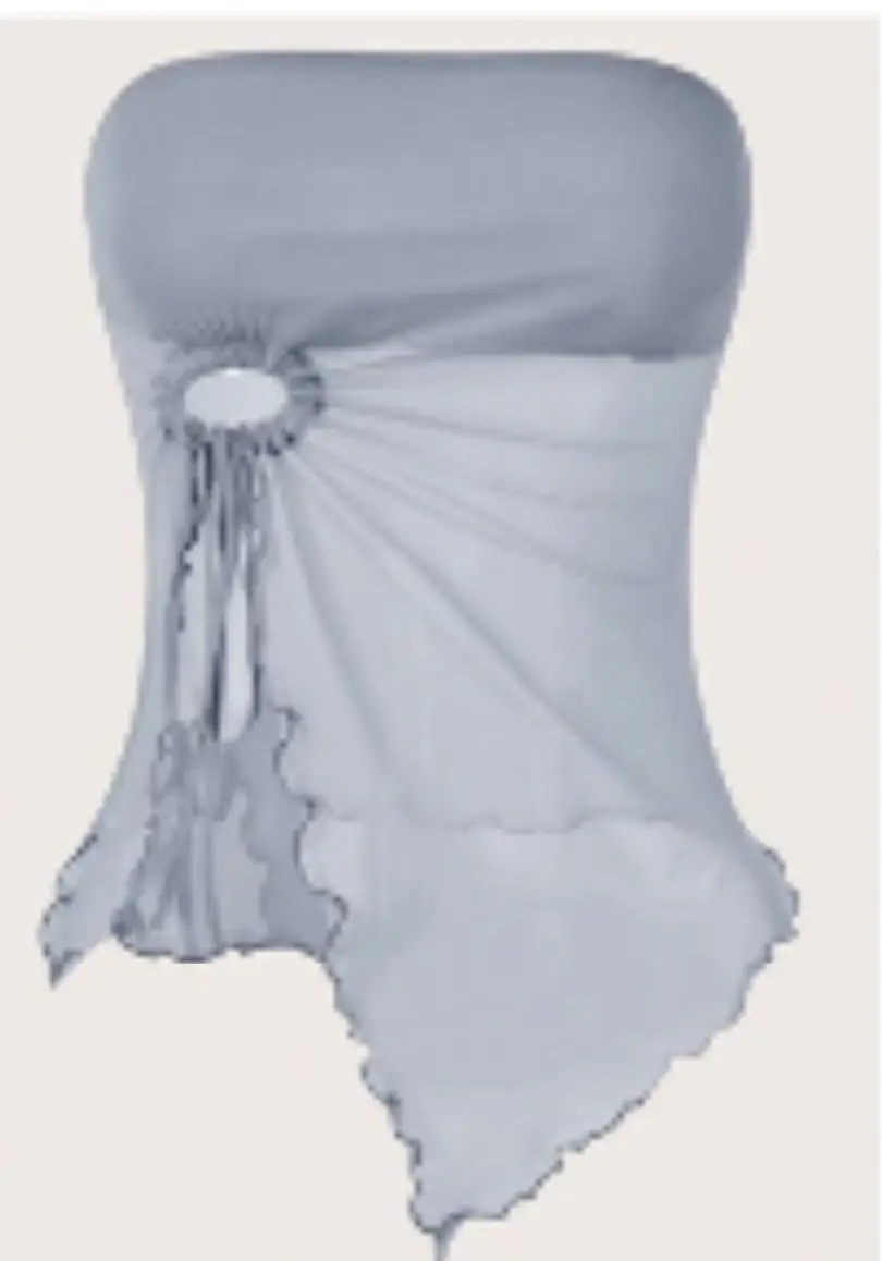 Women's Off-Shoulder Strapless Top with Lace Trim — feature 12