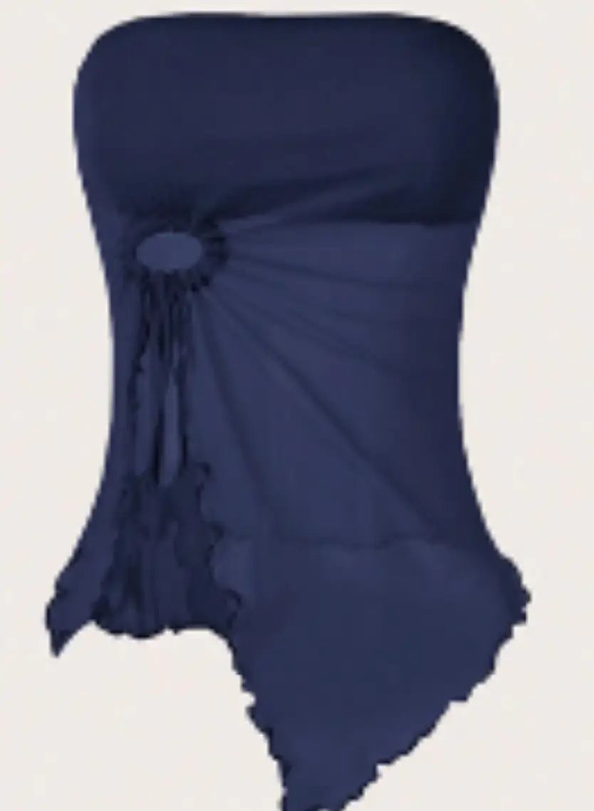 Women's Off-Shoulder Strapless Top with Lace Trim