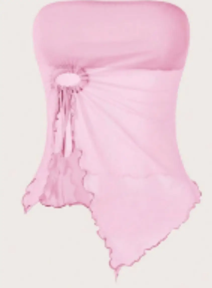 Women's Off-Shoulder Strapless Top with Lace Trim