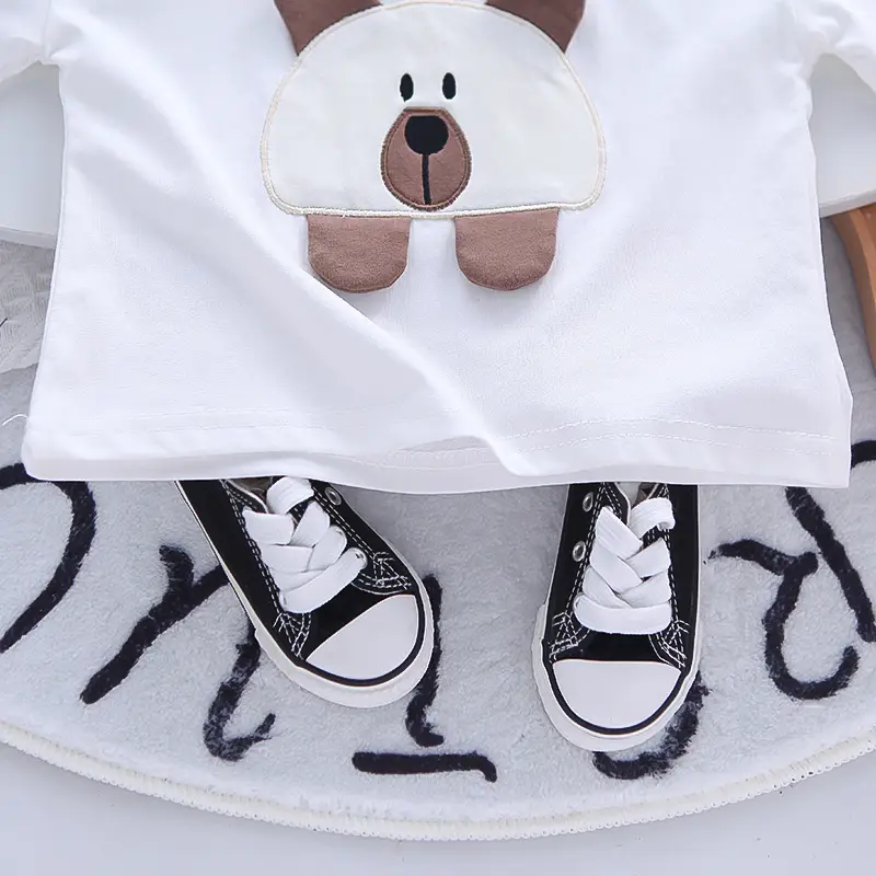 Baby Bear Print Capri Pants Summer Suit — feature 7