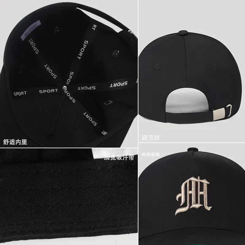 Men's Black High-top Baseball Cap with Wide Brim & Sunscreen - Image 11