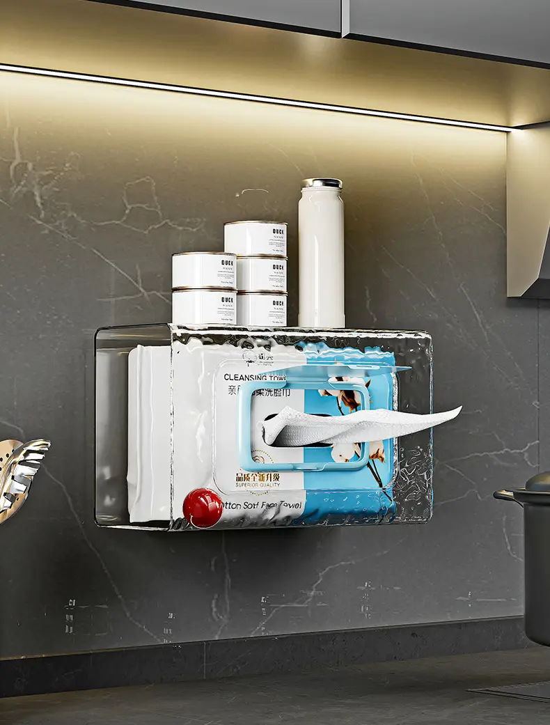 Clear Embossed Toilet Wet Tissue Storage Rack — feature 8