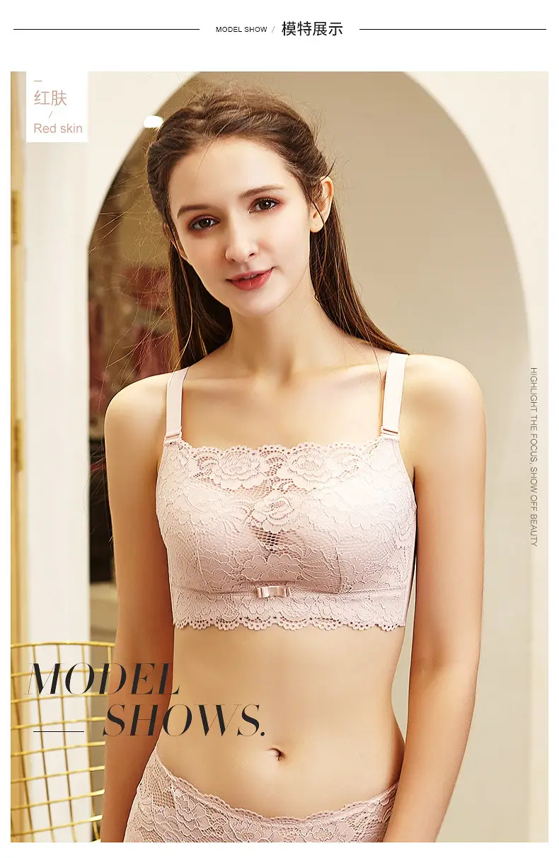 Anti-light Tube-type Underwear Women's Gather-wrapped Chest Large Chest Small Bra Thin Lace Bra New 2025 Explosions — feature 10