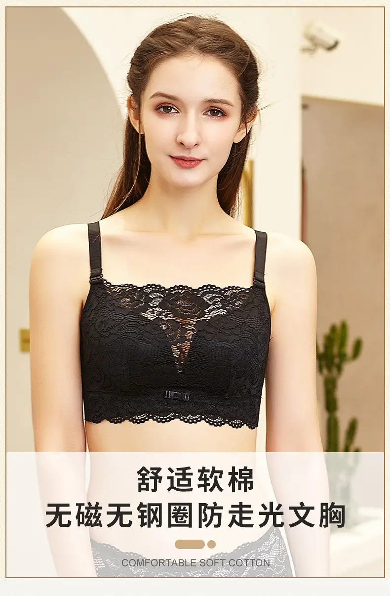Anti-light Tube-type Underwear Women's Gather-wrapped Chest Large Chest Small Bra Thin Lace Bra New 2025 Explosions — feature 3