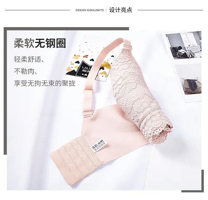 Anti-light Tube-type Underwear Women's Gather-wrapped Chest Large Chest Small Bra Thin Lace Bra New 2025 Explosions — feature 6
