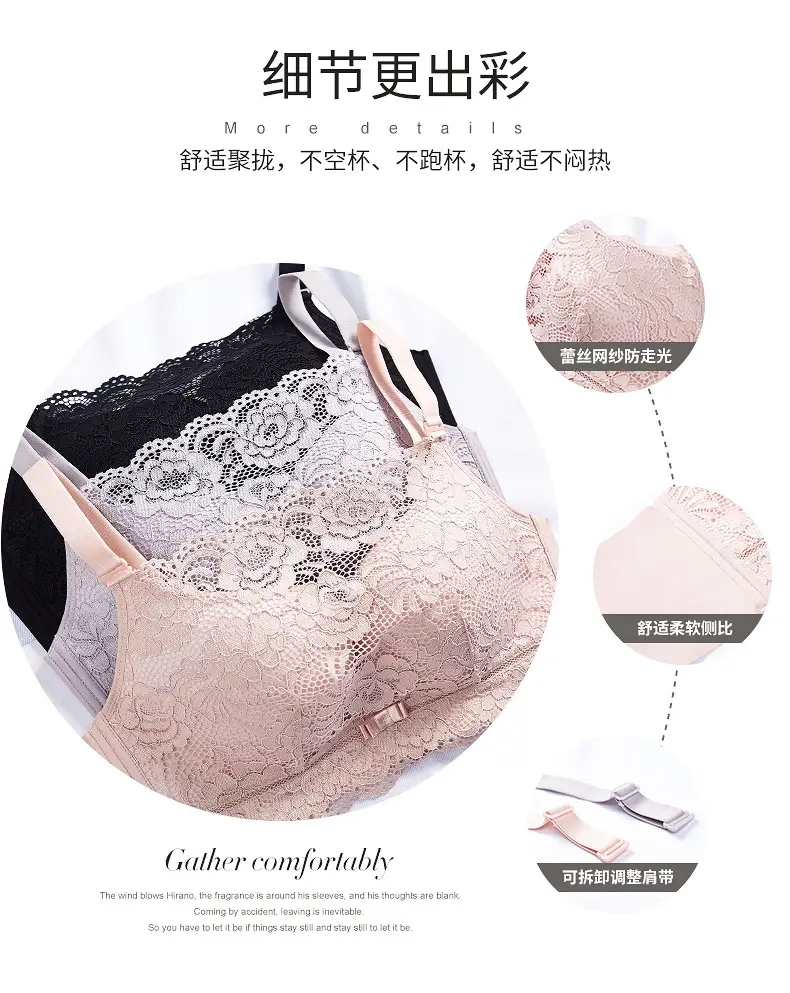 Anti-light Tube-type Underwear Women's Gather-wrapped Chest Large Chest Small Bra Thin Lace Bra New 2025 Explosions — feature 8